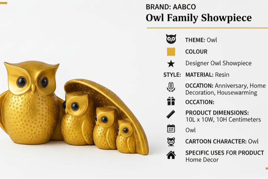 Decorative Owl Statue Home Decor
